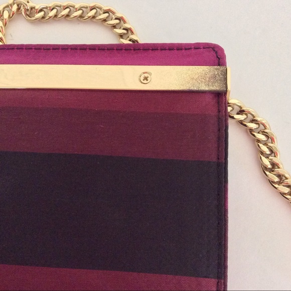 TALBOTS SILK PURPLE AND BLACK SHOULDER BAG CLUTCH NWOT - Picture 6 of 8